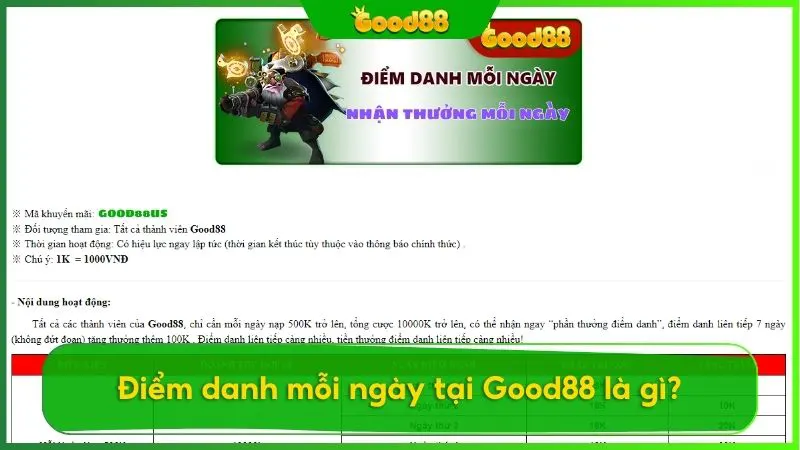 Tìm hiểu chương trình điểm danh mỗi ngày tại Good88 là gì?