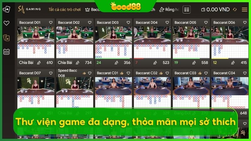 Live Casino Good88 sở hữu kho game đa dạng và hấp dẫn